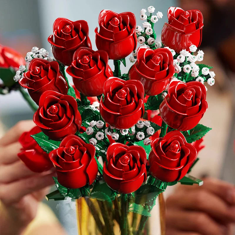 Compatible With Rose Bouquet Decoration Assembling Small Particles Building Blocks Toy